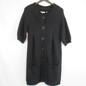 Vince Wool Black Button Front Baby Doll Cardigan Sweater M